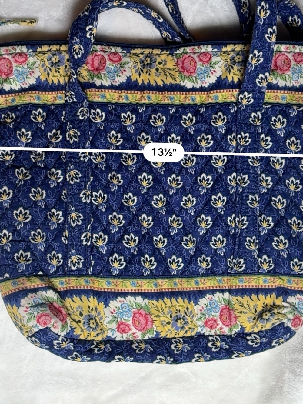 Vera Bradley Maison Blue Vintage Zippered Villager Medium Tote Bag - Picture 11 of 12